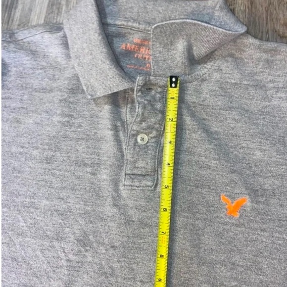American Eagle Outfitters Athletic Fit Polo Shirt Gray Orange Trim XLT Cotton - Picture 8 of 13